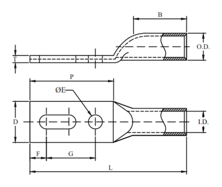 2 Hole, Long Barrel, Slotted Tongue, With/Without Inspection Window (AWG)