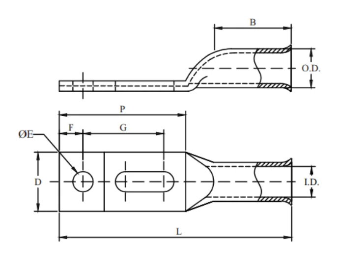 2 Hole, Long Flared Barrel, Slotted Tongue Break Away, With/Without Inspection Window (AWG)