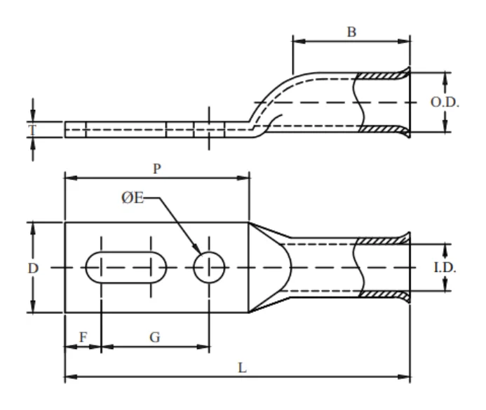 2 Hole, Long Flared Barrel, Slotted Tongue, With/Without Inspection Window (AWG)
