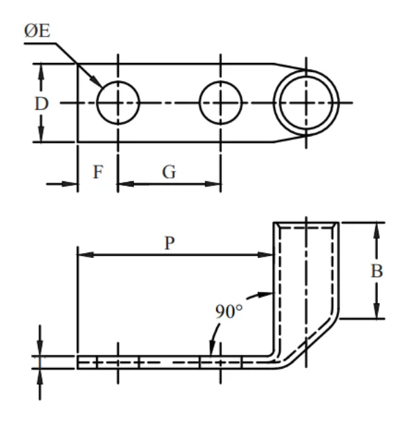 2 Hole, Standard Barrel, 90 Angle (AWG)